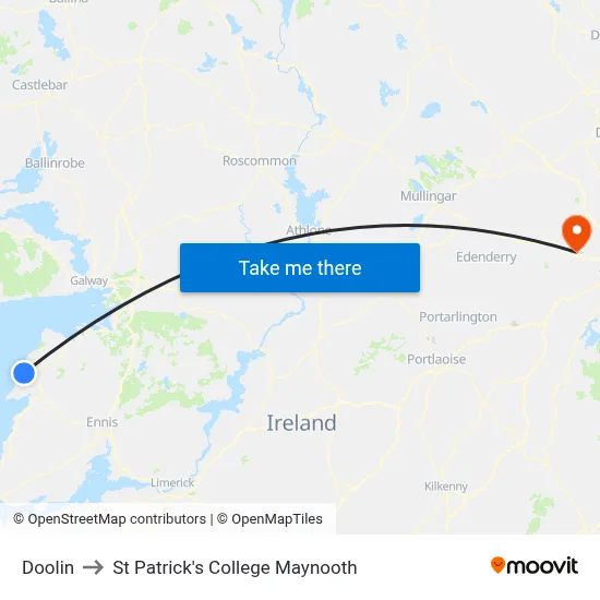 Doolin to St Patrick's College Maynooth map