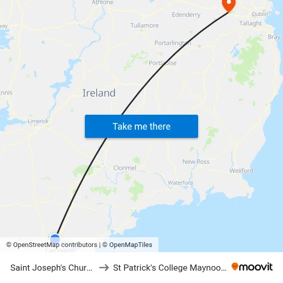 Saint Joseph's Church to St Patrick's College Maynooth map