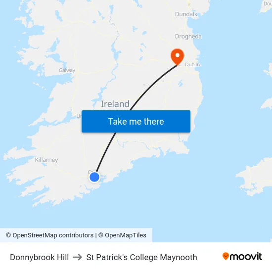 Donnybrook Hill to St Patrick's College Maynooth map