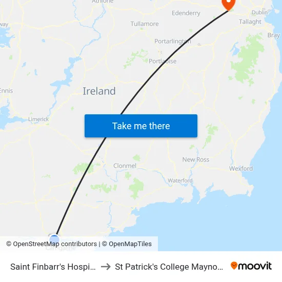 Saint Finbarr's Hospital to St Patrick's College Maynooth map
