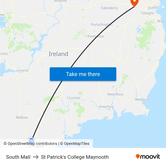 South Mall to St Patrick's College Maynooth map