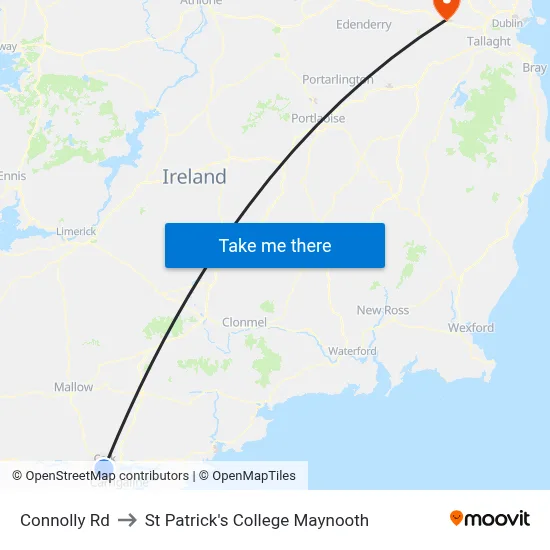 Connolly Rd to St Patrick's College Maynooth map