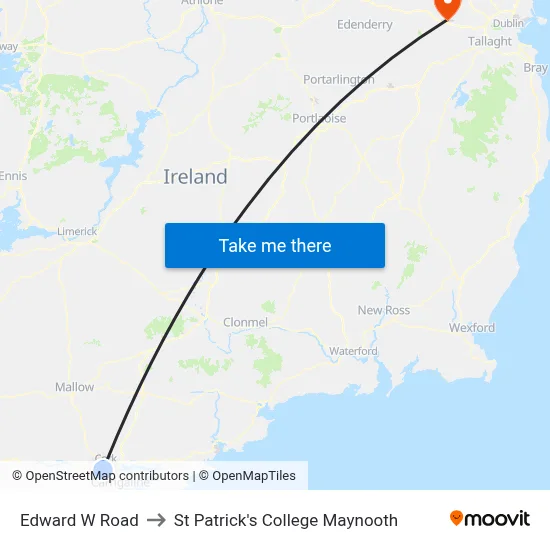 Edward W Road to St Patrick's College Maynooth map