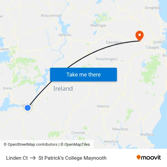 Linden Ct to St Patrick's College Maynooth map