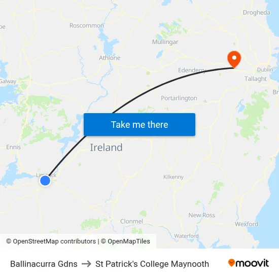 Ballinacurra Gdns to St Patrick's College Maynooth map