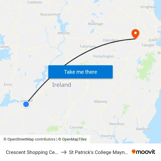 Crescent Shopping Centre to St Patrick's College Maynooth map