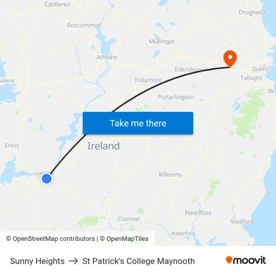 Sunny Heights to St Patrick's College Maynooth map