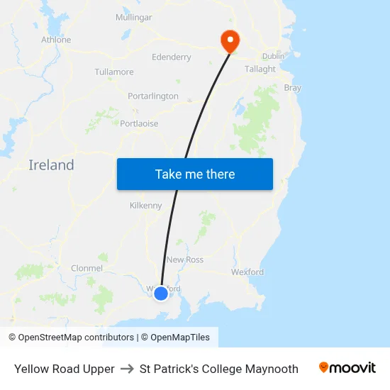 Yellow Road Upper to St Patrick's College Maynooth map