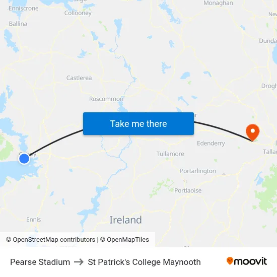 Pearse Stadium to St Patrick's College Maynooth map