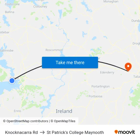 Knocknacarra Rd to St Patrick's College Maynooth map