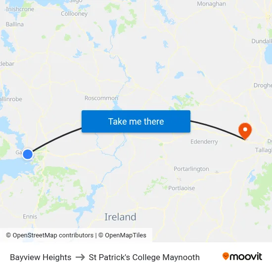 Bayview Heights to St Patrick's College Maynooth map
