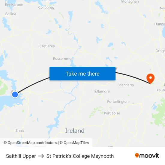 Salthill Upper to St Patrick's College Maynooth map