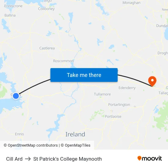 Cill Ard to St Patrick's College Maynooth map
