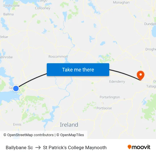 Ballybane Sc to St Patrick's College Maynooth map