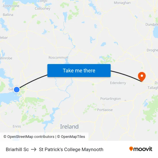 Briarhill Sc to St Patrick's College Maynooth map