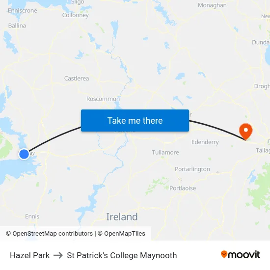 Hazel Park to St Patrick's College Maynooth map