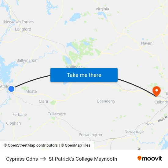 Cypress Gdns to St Patrick's College Maynooth map