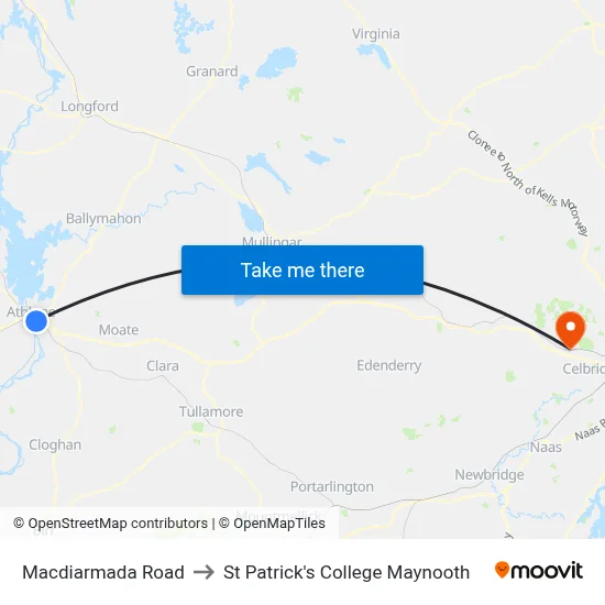 Macdiarmada Road to St Patrick's College Maynooth map