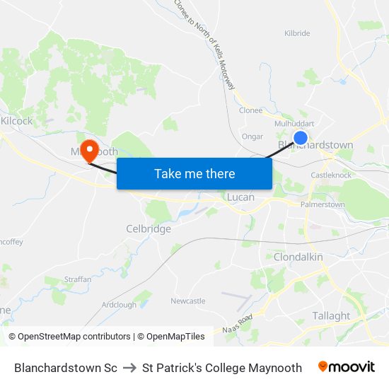 Blanchardstown Sc to St Patrick's College Maynooth map