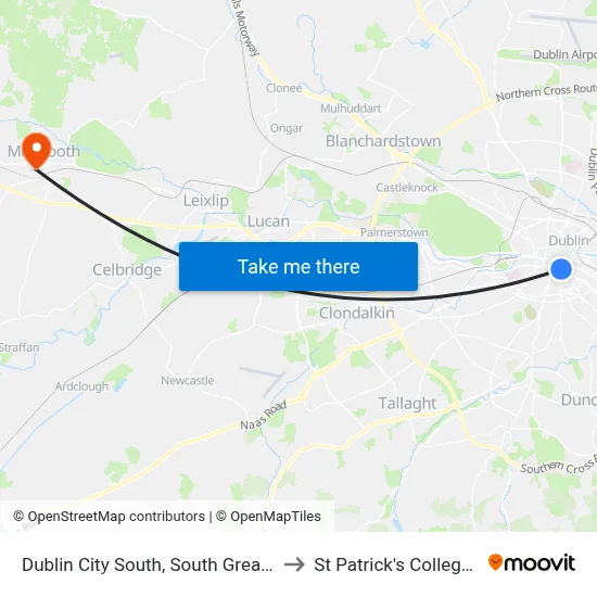 Dublin City South, South Great George's Street to St Patrick's College Maynooth map