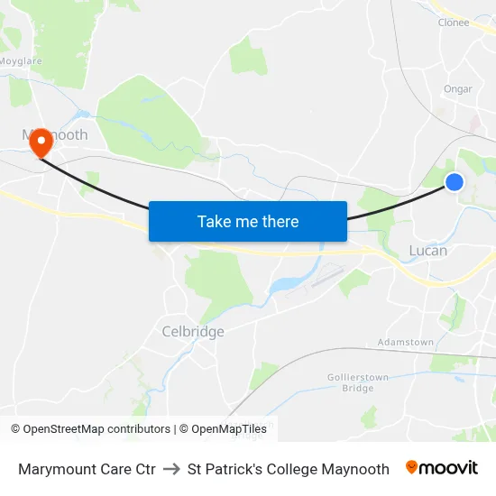 Marymount Care Ctr to St Patrick's College Maynooth map