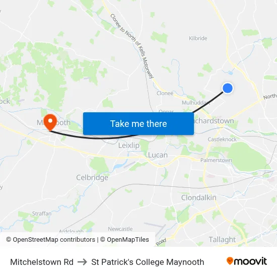 Mitchelstown Rd to St Patrick's College Maynooth map