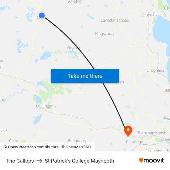 The Gallops to St Patrick's College Maynooth map