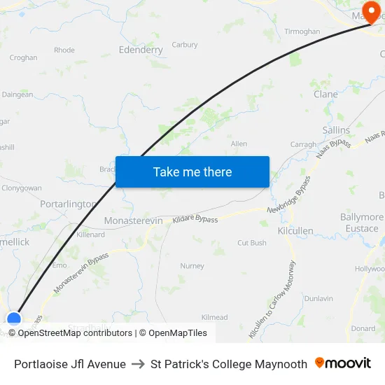 Portlaoise Jfl Avenue to St Patrick's College Maynooth map