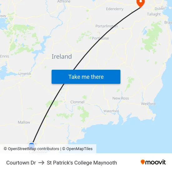 Courtown Dr to St Patrick's College Maynooth map