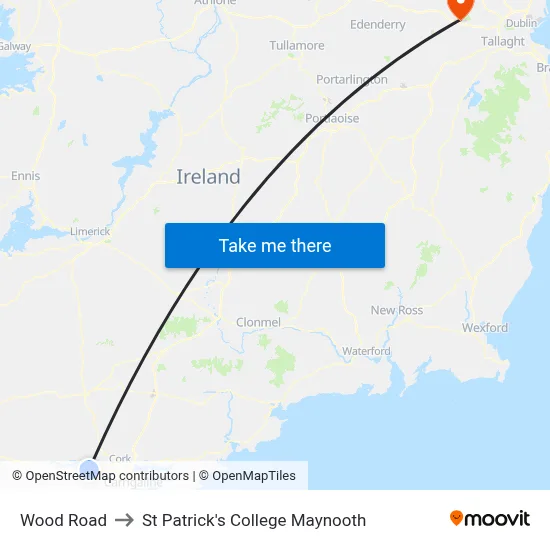Wood Road to St Patrick's College Maynooth map