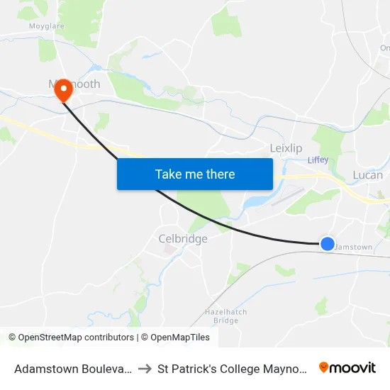 Adamstown Boulevard to St Patrick's College Maynooth map