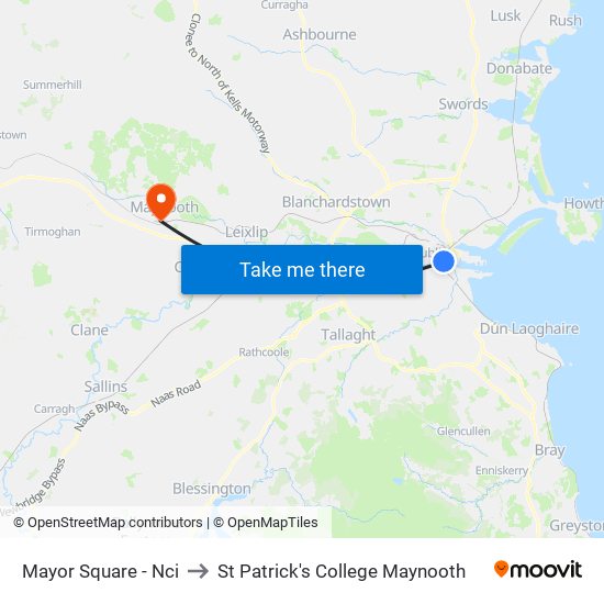 Mayor Square - Nci to St Patrick's College Maynooth map