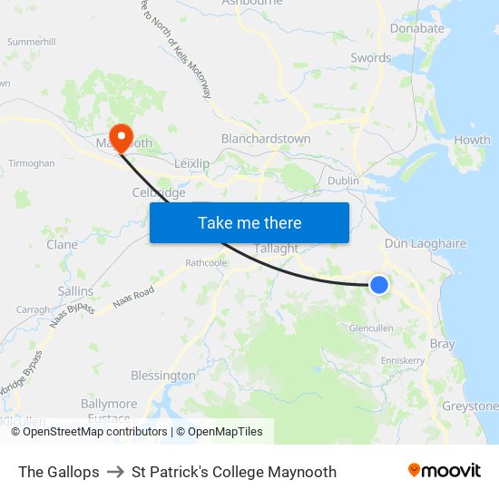 The Gallops to St Patrick's College Maynooth map