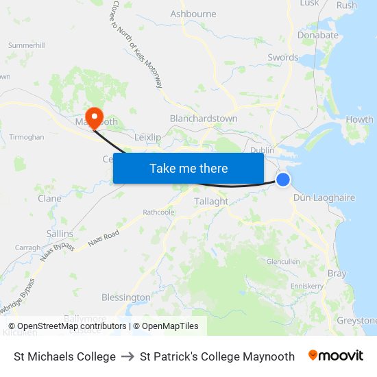 St Michaels College to St Patrick's College Maynooth map