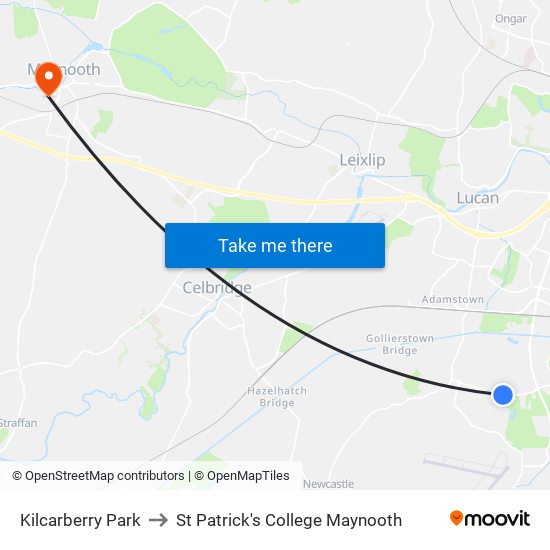 Kilcarberry Park to St Patrick's College Maynooth map