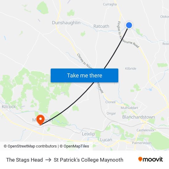 The Stags Head to St Patrick's College Maynooth map