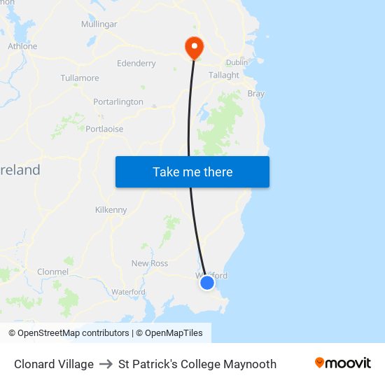 Clonard Village to St Patrick's College Maynooth map