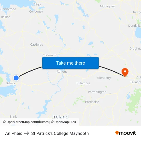 An Phéic to St Patrick's College Maynooth map