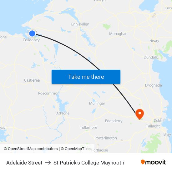 Adelaide Street to St Patrick's College Maynooth map