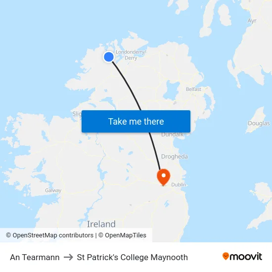 An Tearmann to St Patrick's College Maynooth map
