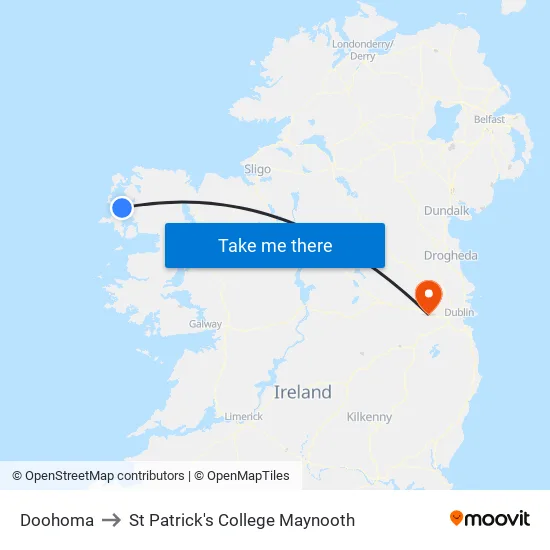 An Ceann Ramhar to St Patrick's College Maynooth map