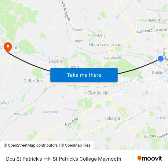 Dcu St Patrick's to St Patrick's College Maynooth map