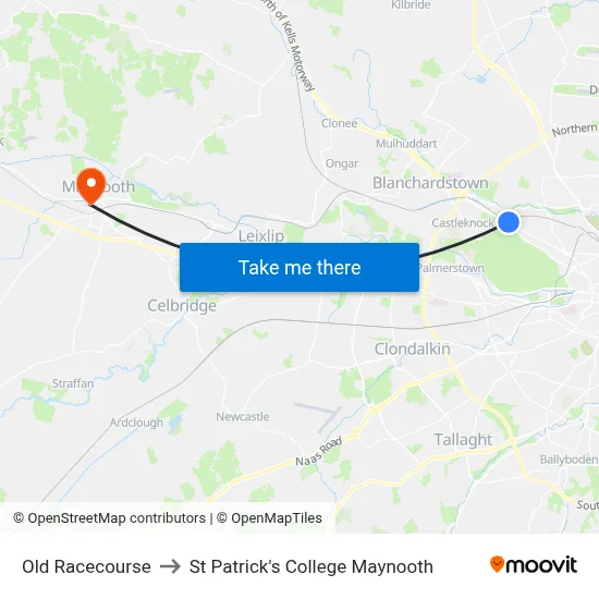 Old Racecourse to St Patrick's College Maynooth map
