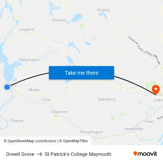 Orwell Grove to St Patrick's College Maynooth map