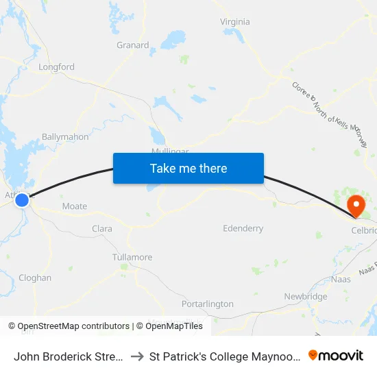John Broderick Street to St Patrick's College Maynooth map