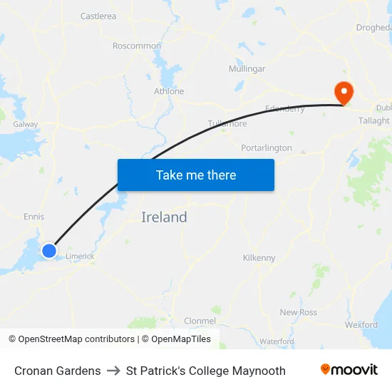 Cronan Gardens to St Patrick's College Maynooth map