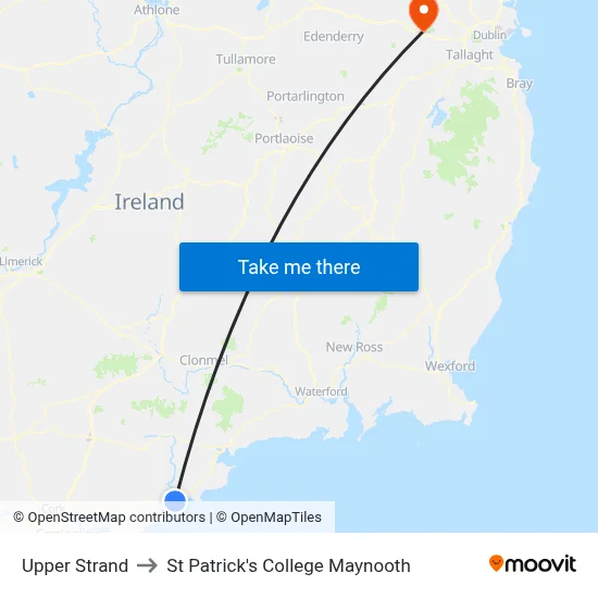 Upper Strand to St Patrick's College Maynooth map