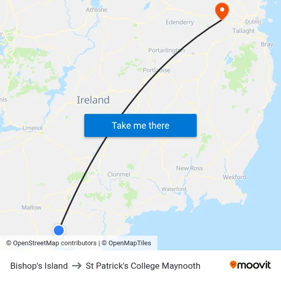 Bishop's Island to St Patrick's College Maynooth map