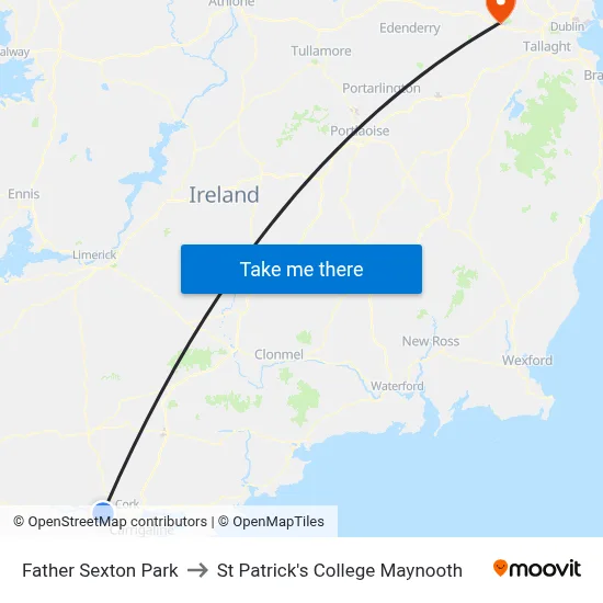 Father Sexton Park to St Patrick's College Maynooth map
