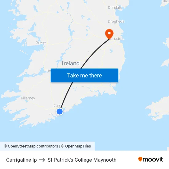 Carrigaline Ip to St Patrick's College Maynooth map